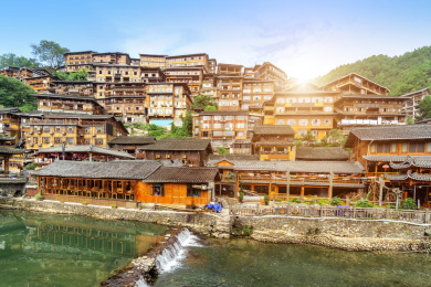 贵州西江千户苗寨吊脚楼