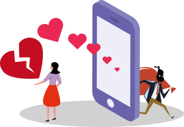 网恋诈骗杀猪盘概念插画