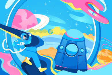 科技宇航员矢量插画