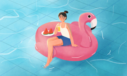 夏天游泳池的女孩