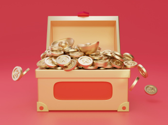 装满金币元宝财富的宝箱