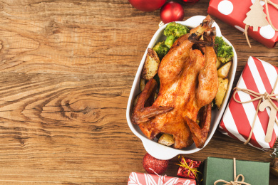 过圣诞节吃烤全鸡