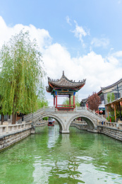 亚洲中国河北唐山滦州古城东方传统建筑绿水