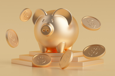 3D渲染的金融以及储蓄概念插图