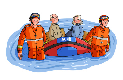 抗洪救援消防战士