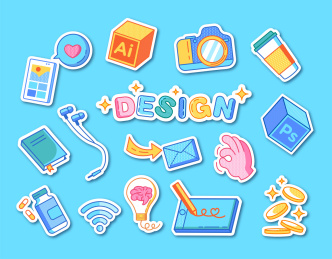 办公用品设计元素贴纸设计工作美术商务图标