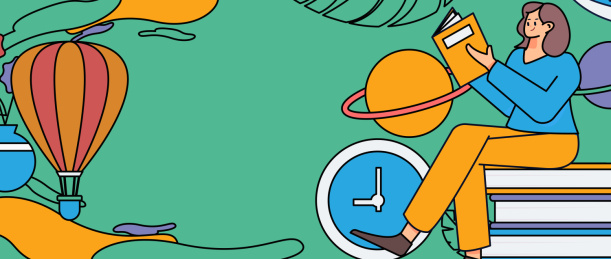 阅读的人物扁平矢量概念运营插画