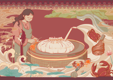 蟹黄汤包包装插画