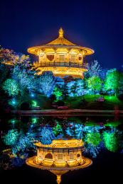 中国湖北襄阳唐城影视基地夜景风光