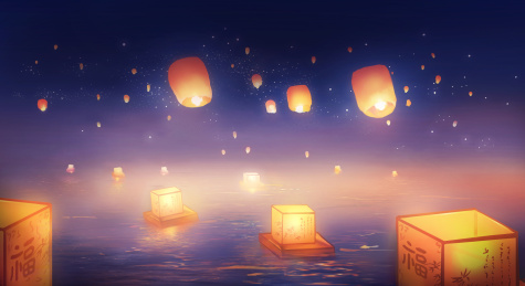 中元节祈福放河灯