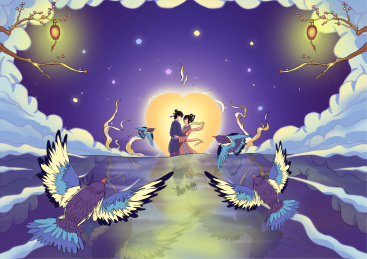 七夕情人节插画