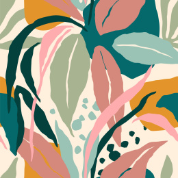 缤纷叶片色块版画呈现背景