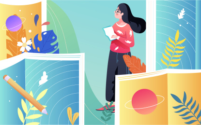 教师节海报世界读书日人物阅读教育创意插画