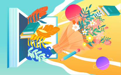 教师节海报世界读书日人物阅读教育创意插画