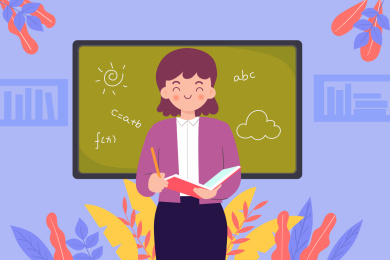 讲课的老师矢量插画