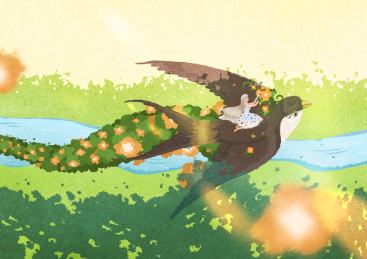 治愈插画一个人系列播种春天