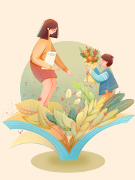 感恩教师节教育绘画插图