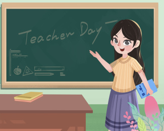 正在黑板前讲课的女老师