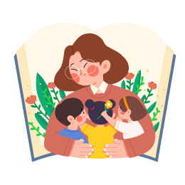 教师节老师拥抱学生插画