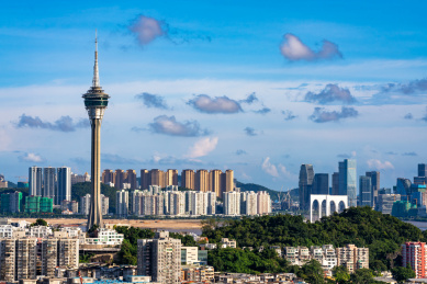 中国澳门塔城市风光白昼