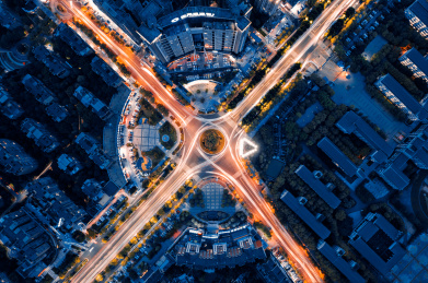 湖南省衡阳市华新开发区环形立交夜景航拍