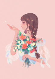 捧花的少女