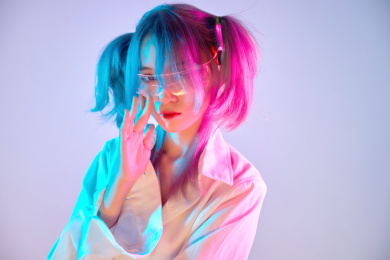 赛博朋克风格的亚洲二次元少女