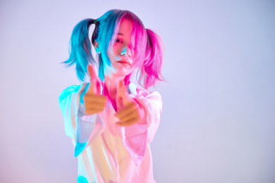 赛博朋克风格的亚洲二次元少女