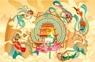 国潮风敦煌飞天仙女