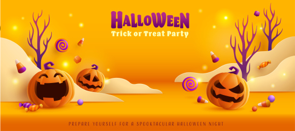 欢乐万圣节南瓜杰克灯笼派对主题海报