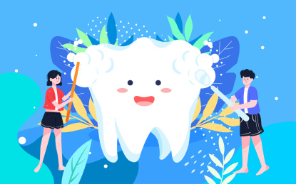 国际爱牙日刷牙插画牙齿健康口腔清洁海报