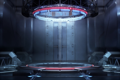 3D渲染的科幻展台