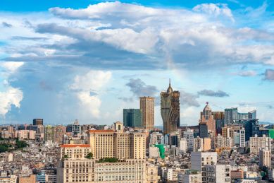 中国澳门新葡京酒店城市风光彩虹