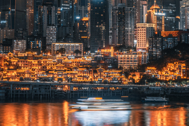 中国重庆洪崖洞城市夜景