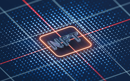 NFT数字版权加密技术概念图 3D渲染