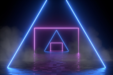 3d渲染的各种发光线条场景