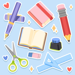 学习文具主题贴纸