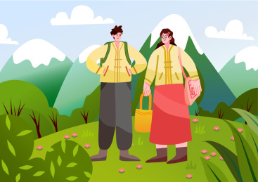 朋友一起去春游踏青