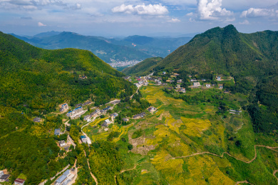 中国福建省尤溪县联合梯田航拍风光