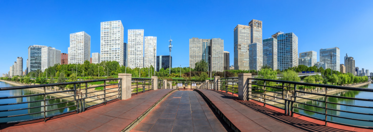 中国北京现代城市建筑与广场道路