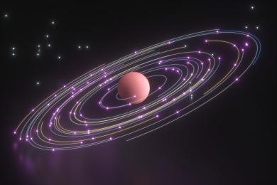 黑色背景下的发光线条星空