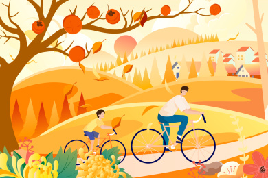 秋天户外霜降插画