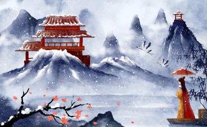 冬天古风风景插画