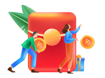 3d邀请好友获得红包手绘互联网矢量扁平插画