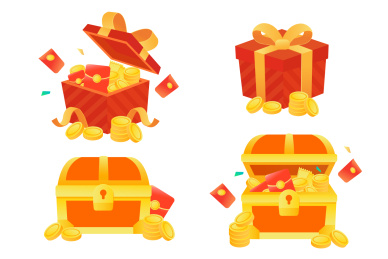 宝箱礼盒红包插画