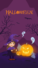 万圣节节日氛围可爱插画