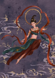 古风敦煌飞天仙女插画