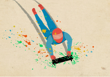 冬奥会钢架雪车项目插画海报