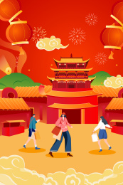 市集插画矢量图