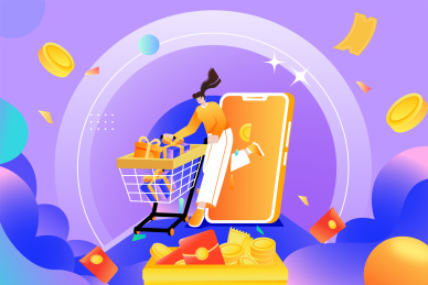 购物车电商舞台插画